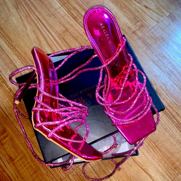 AZALEA WANG STATION SEXY TIE UP STILETTO SANDAL - Picture 3 of 9